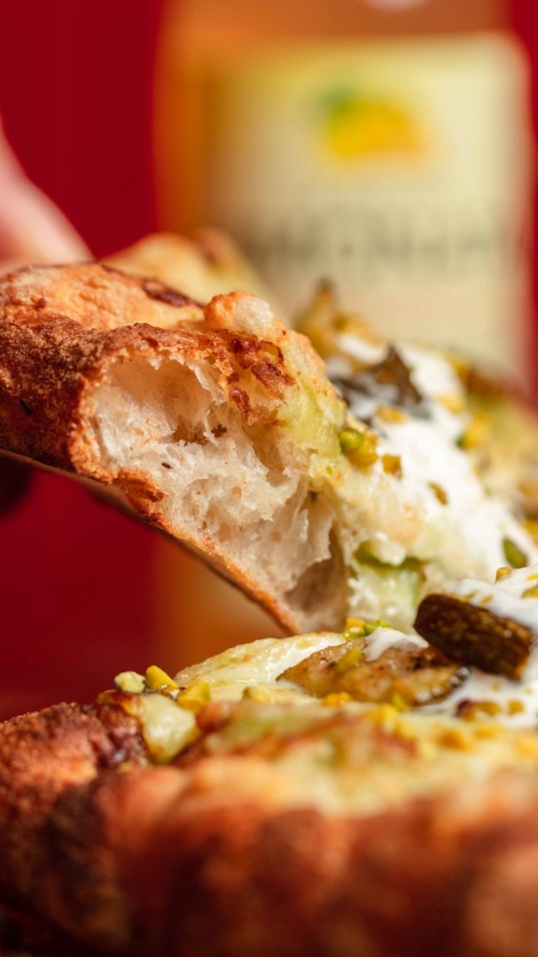 Pizza moelleuse pistache